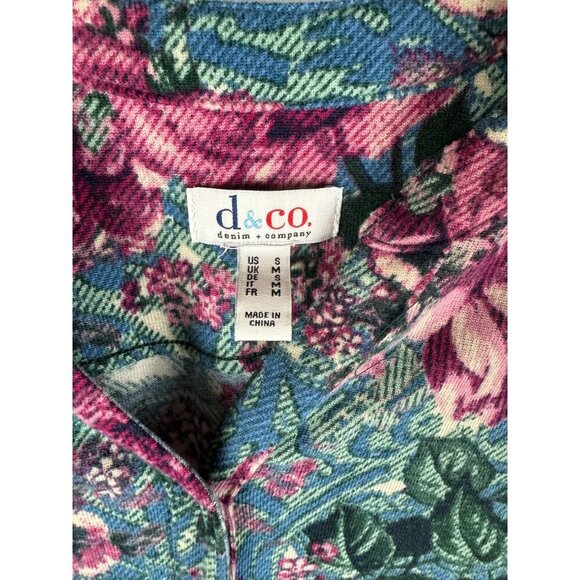D&Co Womens Floral Long Sleeve Stretch Button-Down Shirt Blouse Size M - Picture 3 of 8